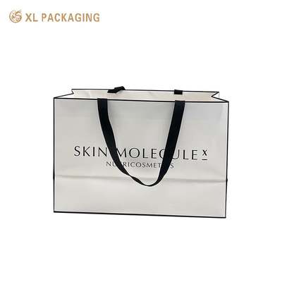 주문 맞춤 인쇄 된 종이 가방 고판 고급 화이트 아트 종이 선물 가방 리본 손잡이 online manufacture