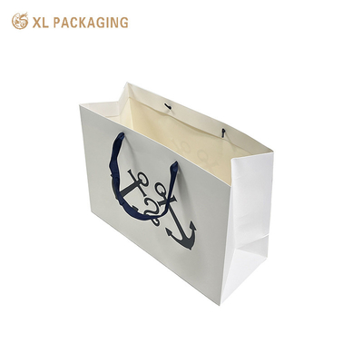 주문 흰색 종이 포장 가방 금 엽지 Kraft 종이 옷 신발 잡지 있는 쇼핑 가방 online manufacture