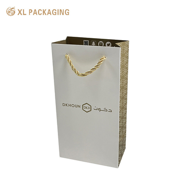 주문 XL 포장, 부티크 선물 소매용 친환경 포장, 고품질 금색 재활용 쇼핑백, 고급 OPP 끈 손잡이 종이 봉투, 금박 스탬핑 무광 마감, 강화 바닥 온라인 제조