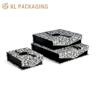 주문 맞춤형 크기 검정색 종이 보석 상자 자기 종이 선물 보석 상자 친환경 보석 상자 포장 online manufacture