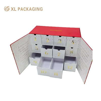 주문 XL 패키지 커스텀 럭셔리 박스 크리스마스 인쇄 디자인 추석 달력 박스 12 24 일 별 나무 유형 내부 풀 컬러 피부 관리 화장품 선물 상자 온라인 제조