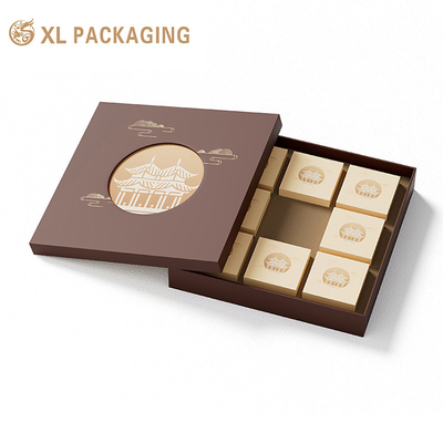 주문 월 케이크 페스티벌의 아트 페이퍼 뚜?? 베이스 박스 금 엽 로고 웅진 4pcs 디저트 포장 박스 online manufacture