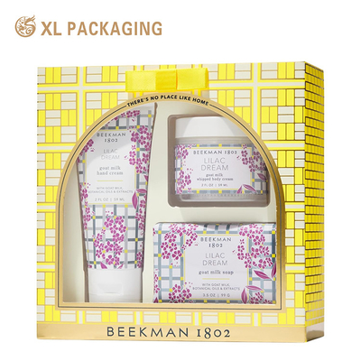 주문 화장품 스킨케어 세트를 위해 창문 사용자 지정 인쇄 된 고급 선물 상자 포장 online manufacture