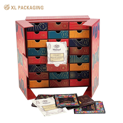 XL 패키지 사용자 지정 고급 상자 OEM 24 드라이더 추림 달력 상자 차 가방 뜨거운 초콜릿 가방 뜨거운 커피 달력 종이 상자 선물