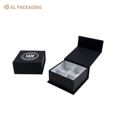 400g 은 종이 삽입과 함께 4 홀 블랙 자기 초콜릿 선물 상자