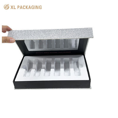 고급 은 반짝이는 자기 선물 상자 미러와 화장품 포장용 사용자 정의 가능한 PVC 트레이