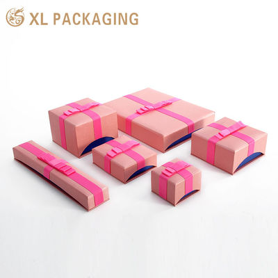 핑크색 뚜껑과 바닥 보석 상자 세트, 120gsm 특수지, 보석 포장용 맞춤 로고 인쇄