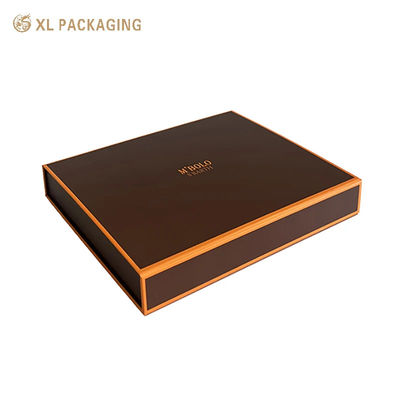 주문 로고 Foldable 화장품 포장 상자 전자 상거래를 위한 편평한 팩을 가진 광택이 없는 브라운 & 주황색 엄밀한 선물 상자