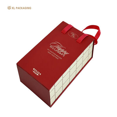 사용자 지정 자기 닫기 상자 적색 노란색 인쇄 리본 핸들 거품 삽입