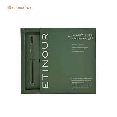 주문 로고 350gsm 카드 종이상자 녹색 편평한 배 소프트 터치 서랍 상자