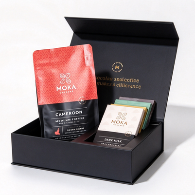 Magnetic Closure Rigid Gift Box Gold Foil Flap Lid Paper Fitment Chocolate Coffee Packaging